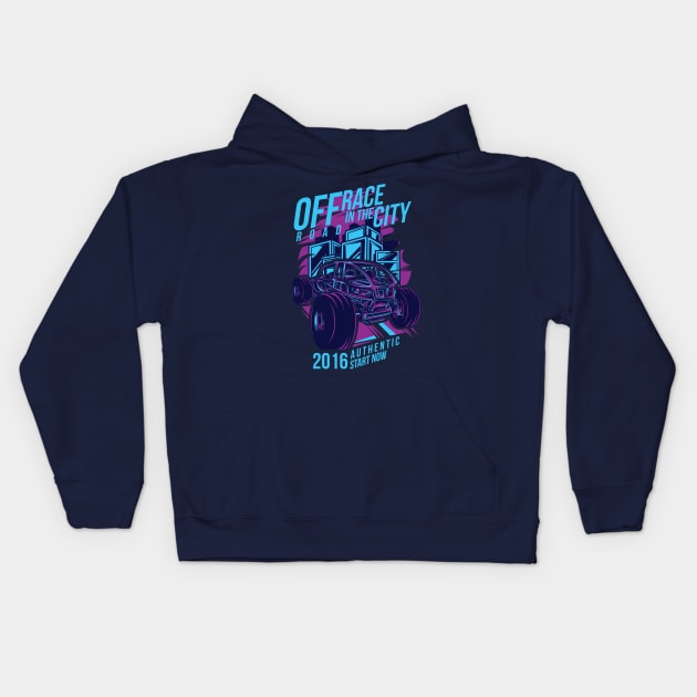 Off Road Race in the City Kids Hoodie by badsyxn